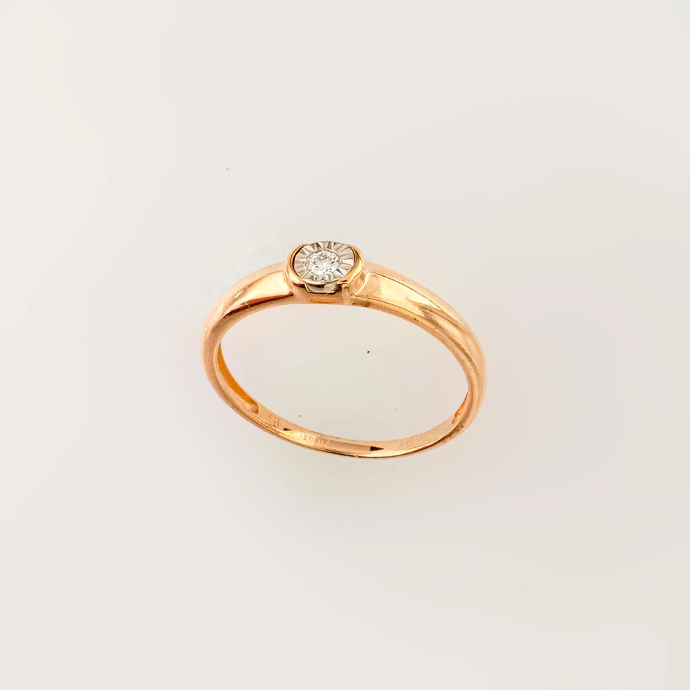 Кольцо с бриллиантом из красного золота 585 пробы