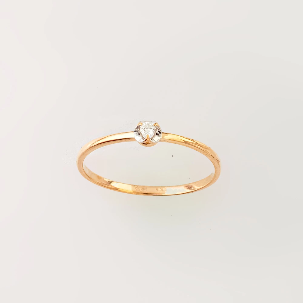 Кольцо с бриллиантом из красного золота 585 пробы