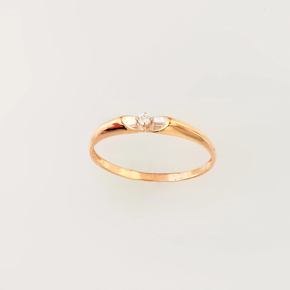 Кольцо с бриллиантом из красного золота 585 пробы