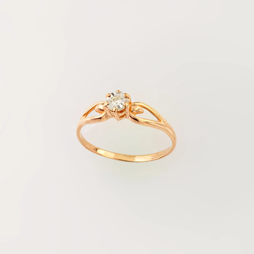 Кольцо с бриллиантом из красного золота 585 пробы