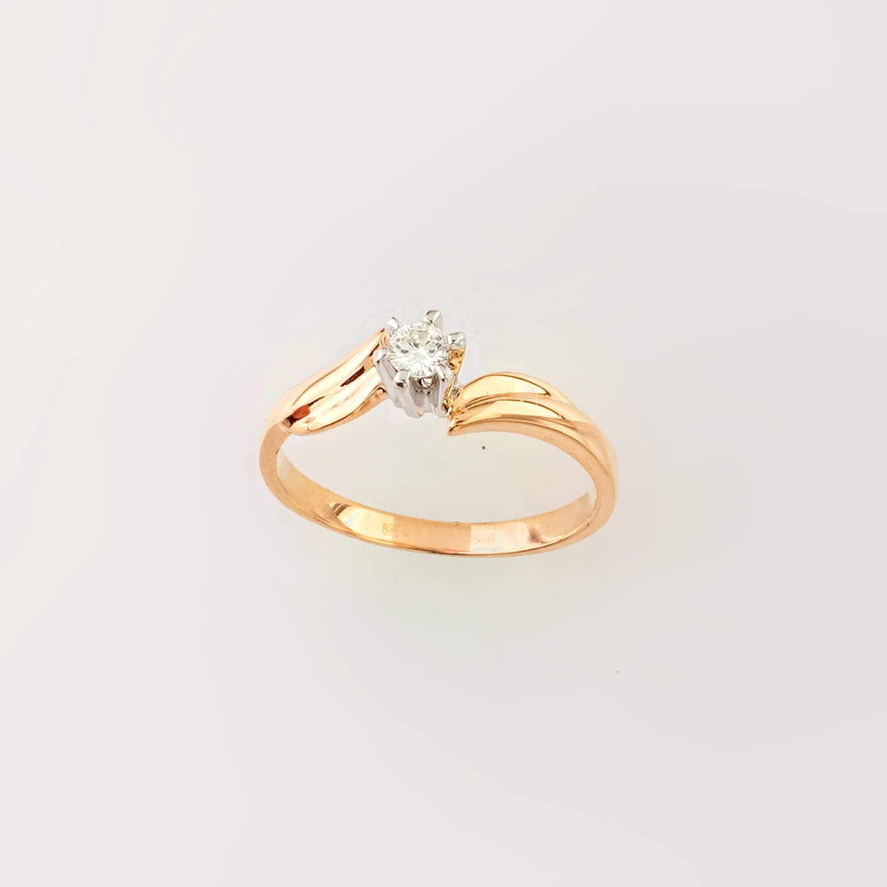 Кольцо с бриллиантом из красного золота 585 пробы