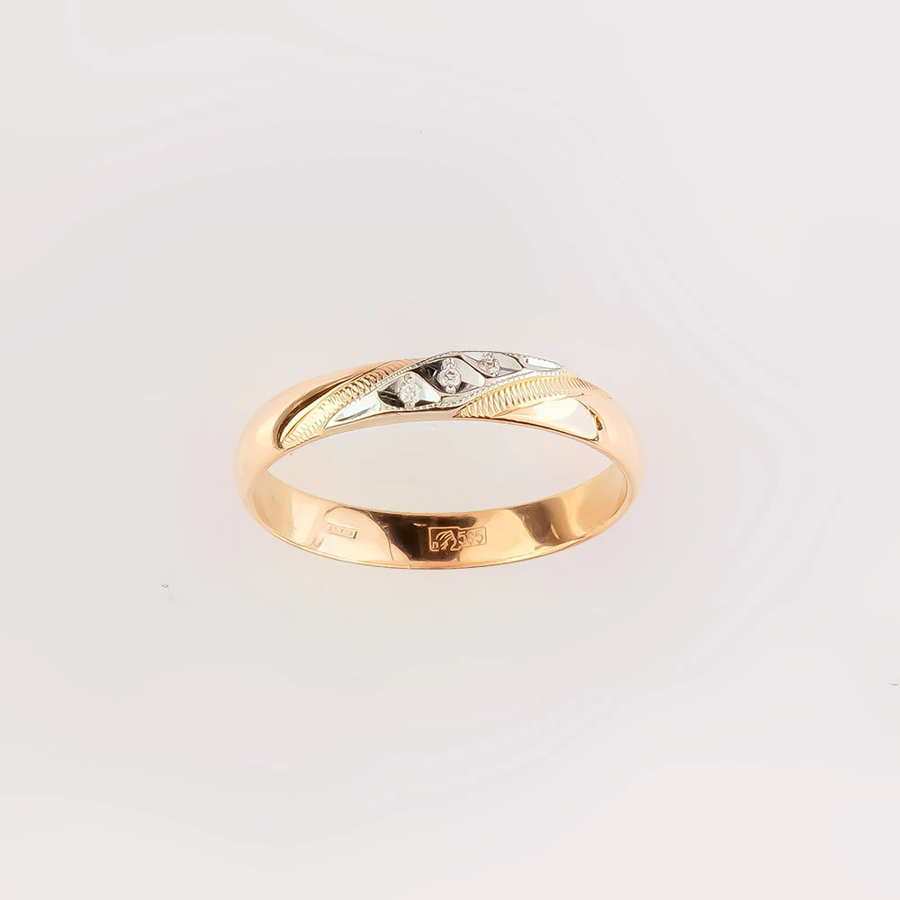 Кольцо с бриллиантом из красного золота 585 пробы