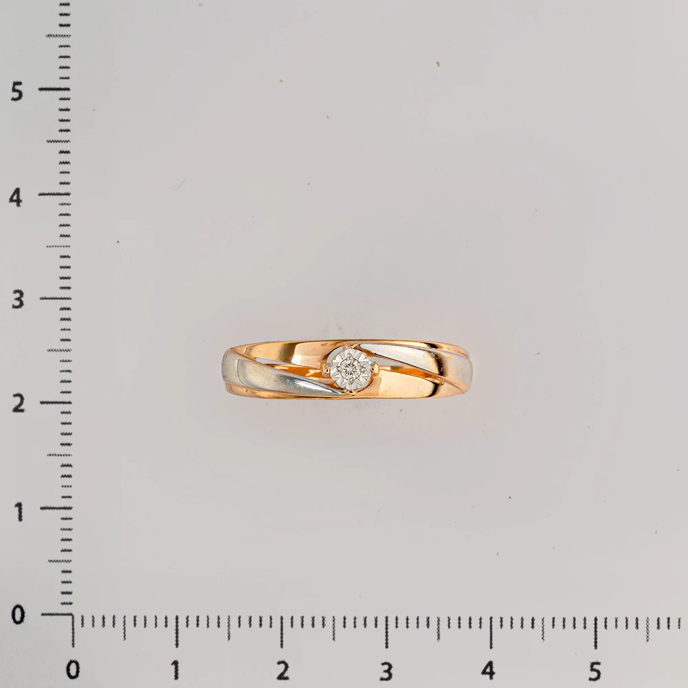 Кольцо с бриллиантом из красного золота 585 пробы