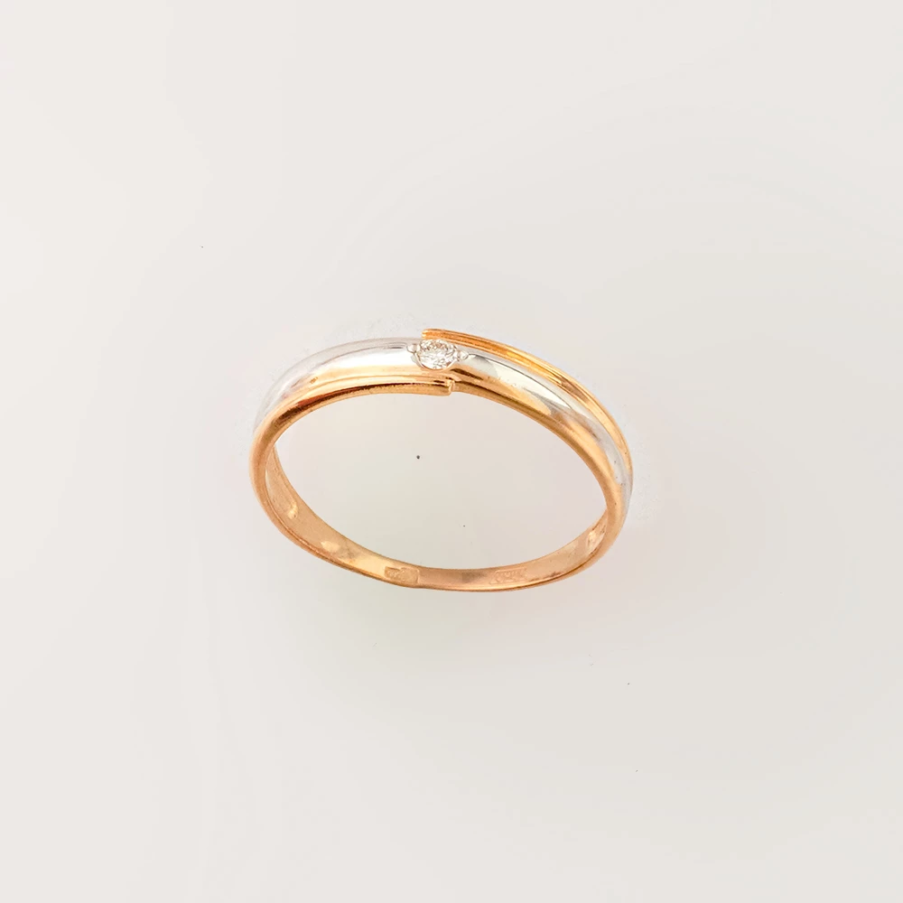 Кольцо с бриллиантом из красного золота 585 пробы