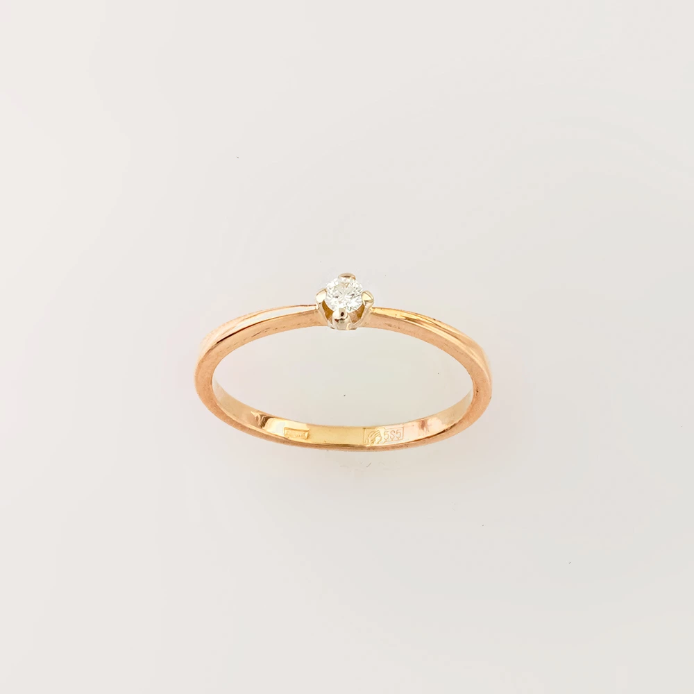 Кольцо с бриллиантом из красного золота 585 пробы