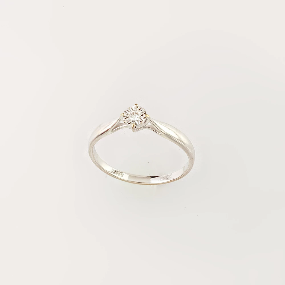 Кольцо с бриллиантом из белого золота 585 пробы