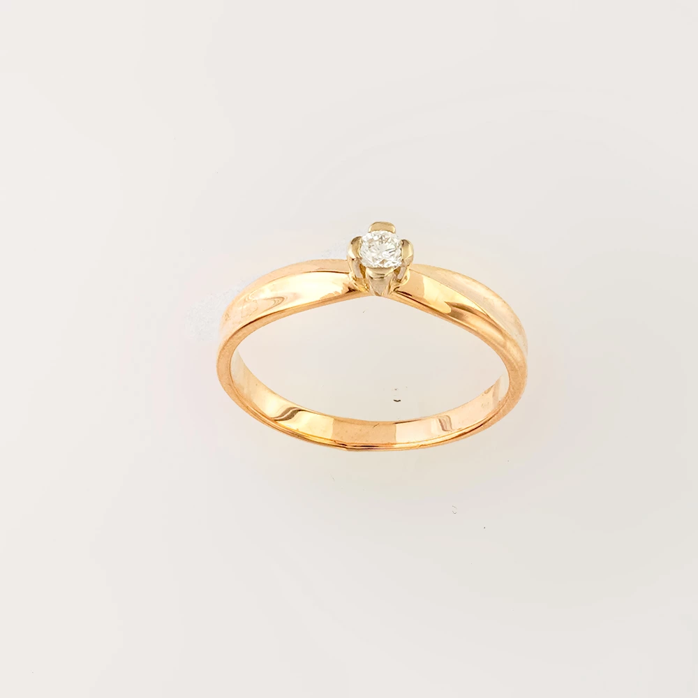 Кольцо с бриллиантом из красного золота 585 пробы