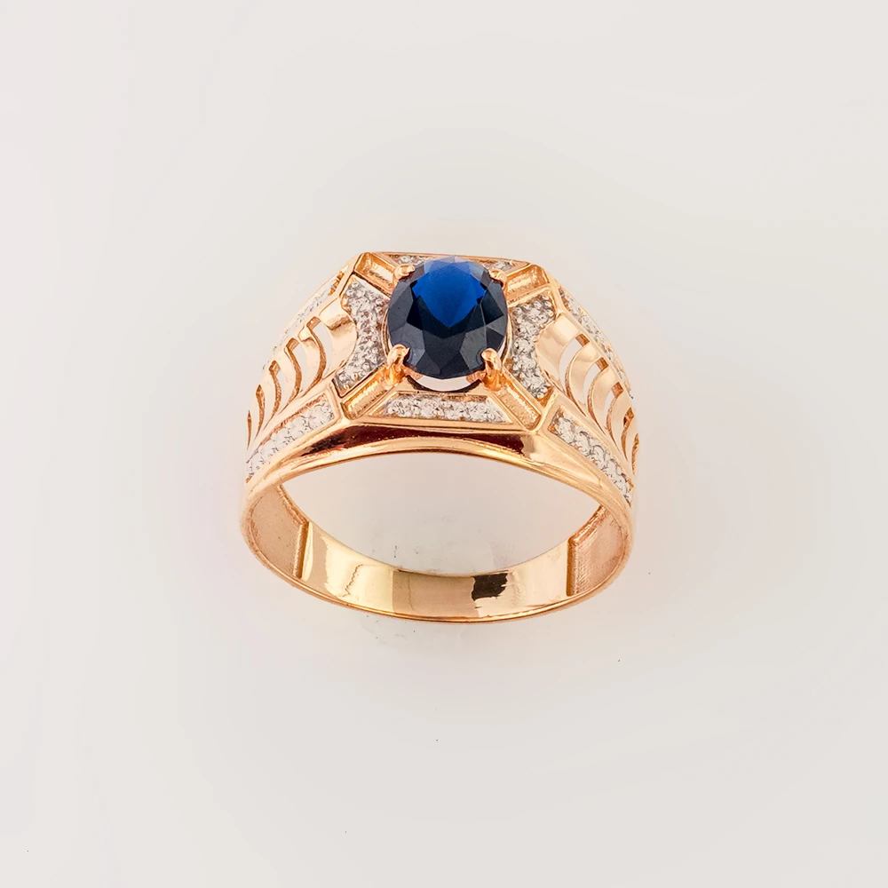Кольцо с фианитом из красного золота 585 пробы