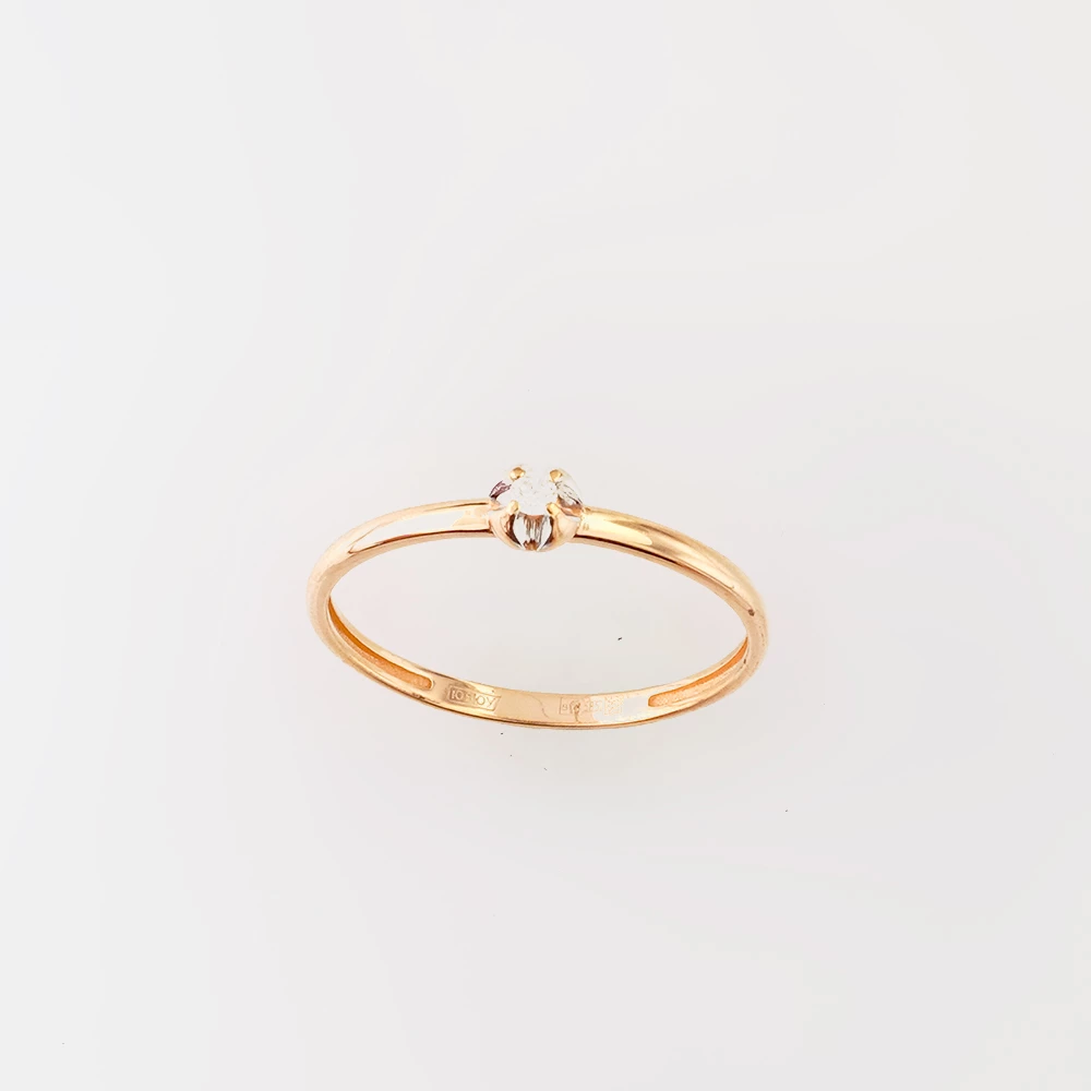 Кольцо с бриллиантом из красного золота 585 пробы