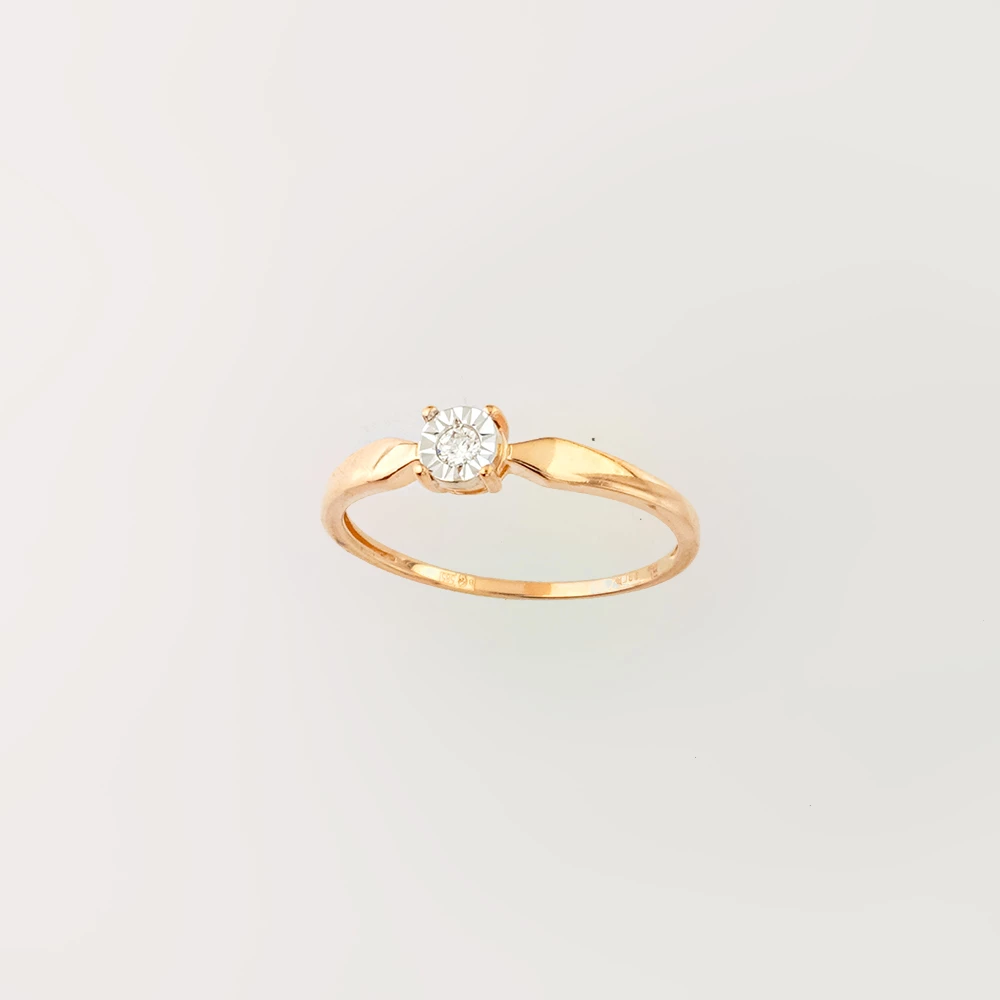 Кольцо с бриллиантом из красного золота 585 пробы