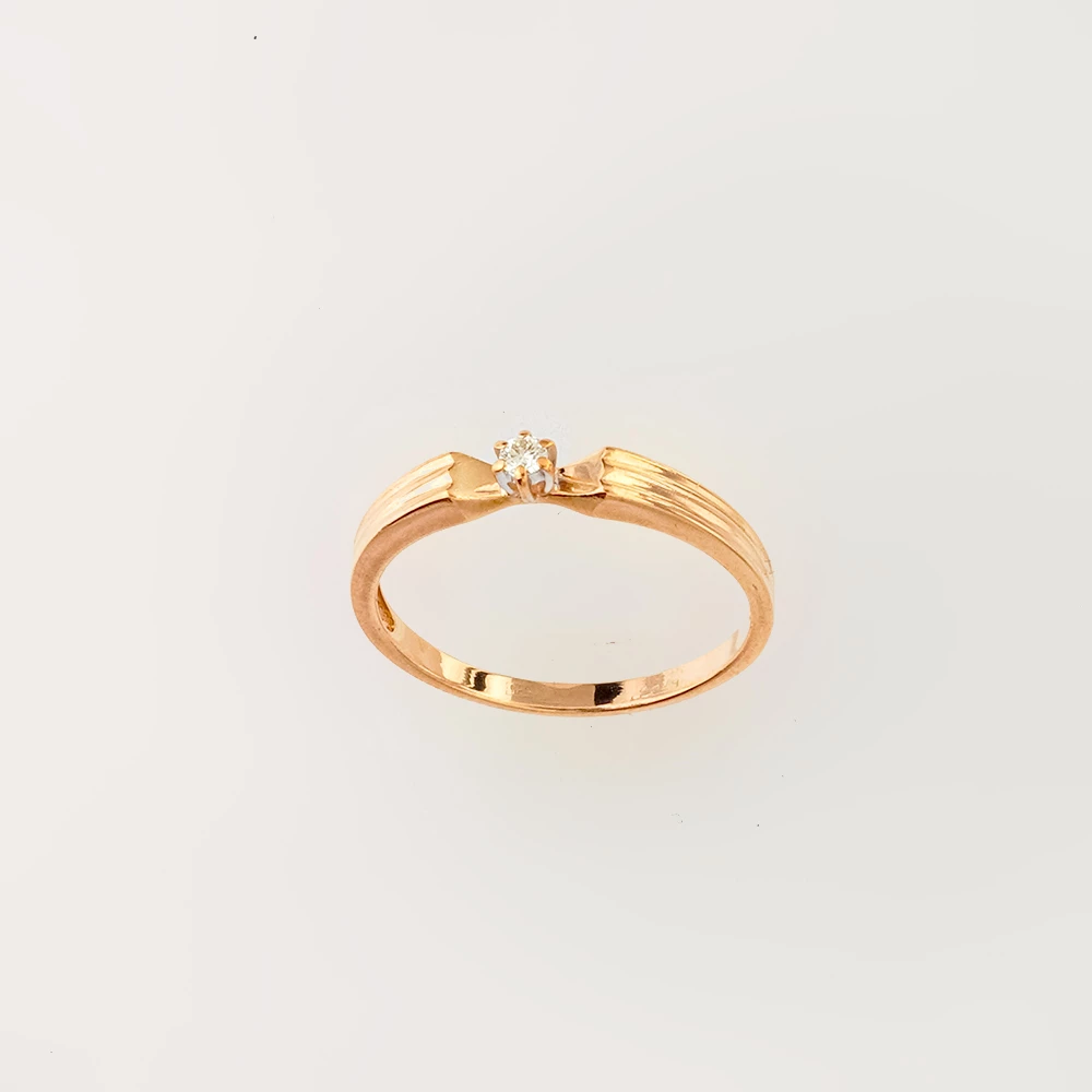 Кольцо с бриллиантом из красного золота 585 пробы