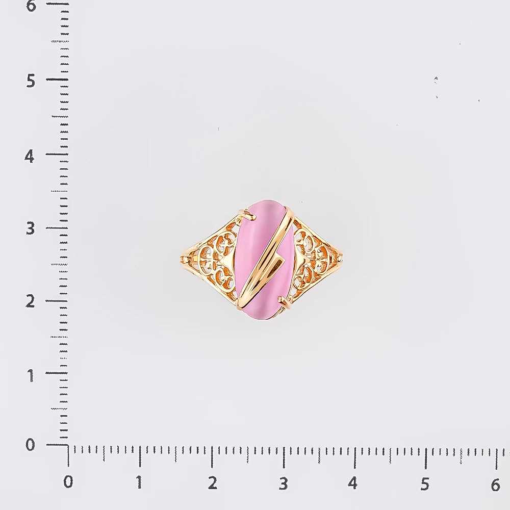 Кольцо с фианитом из красного золота 585 пробы