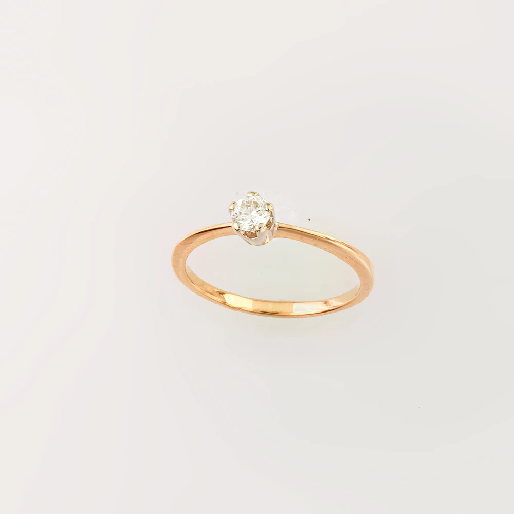 Кольцо с бриллиантом из красного золота 585 пробы