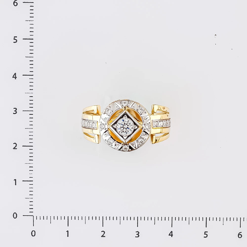 Кольцо с фианитом из желтого золота 585 пробы