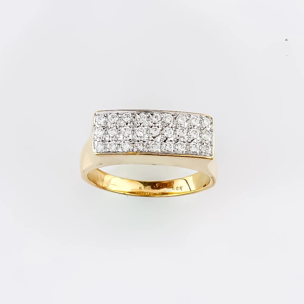 Кольцо с фианитом из желтого золота 585 пробы