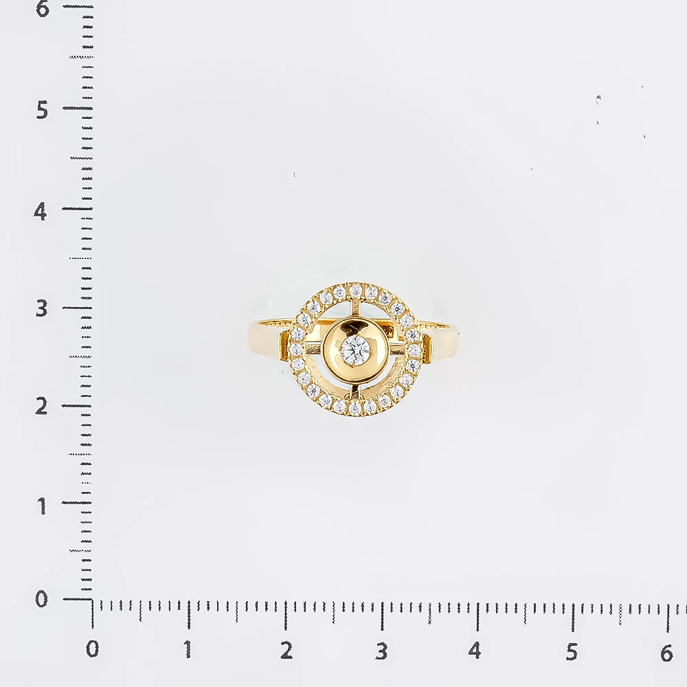 Кольцо с фианитом из желтого золота 585 пробы