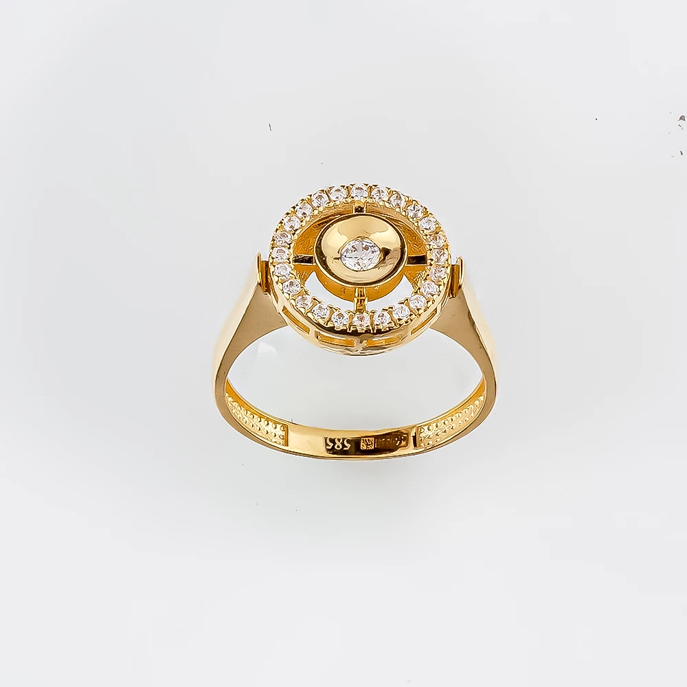 Кольцо с фианитом из желтого золота 585 пробы