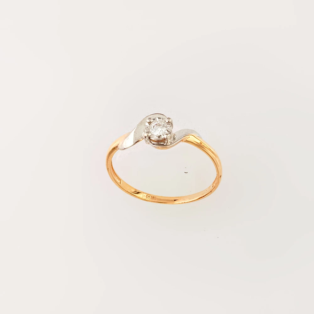 Кольцо с бриллиантом из красного золота 585 пробы