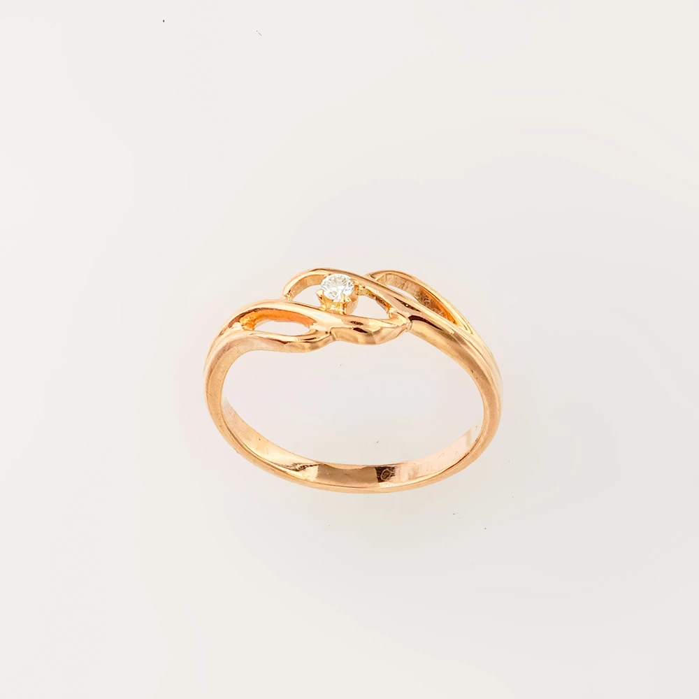 Кольцо с бриллиантом из красного золота 585 пробы