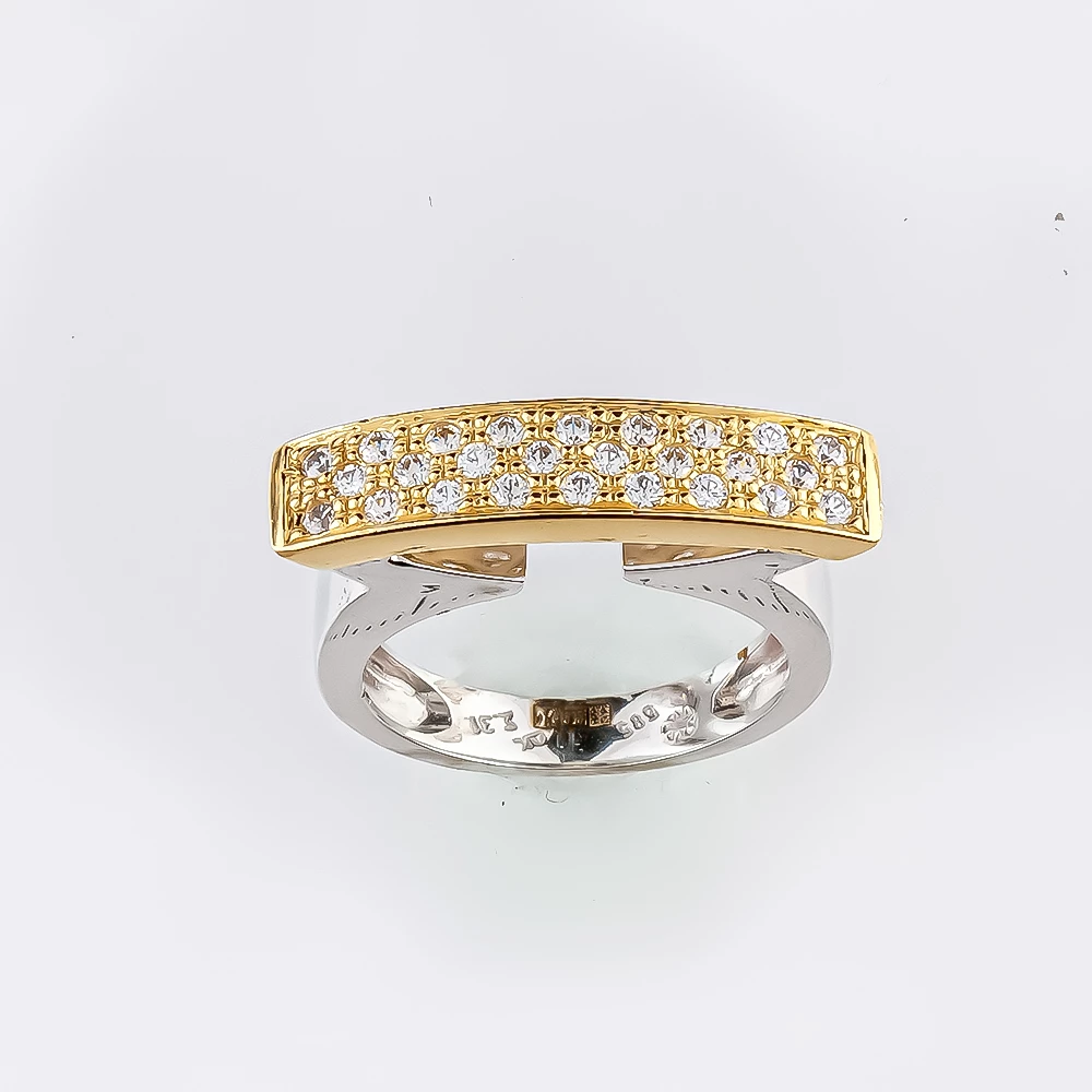 Кольцо с фианитом из желтого золота 585 пробы