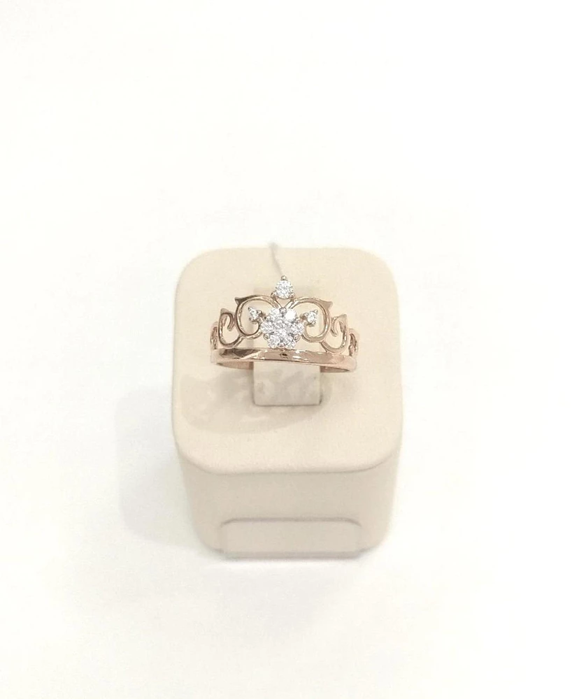 Кольцо с фианитом из красного золота 585 пробы