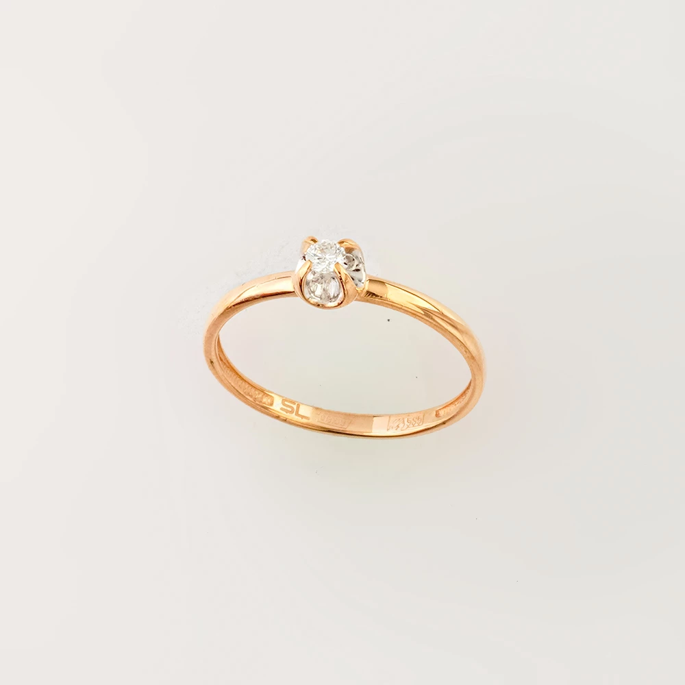 Кольцо с бриллиантом из красного золота 585 пробы