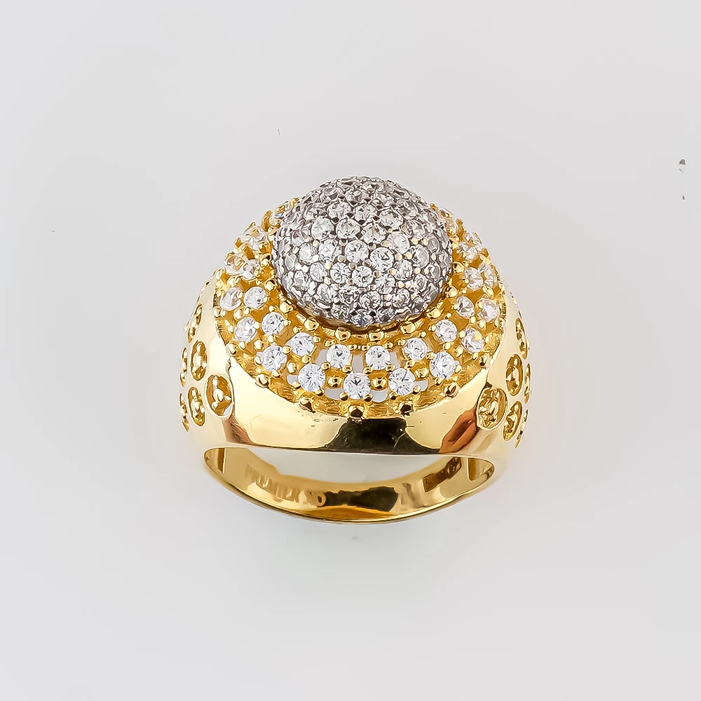 Кольцо с фианитом из желтого золота 585 пробы