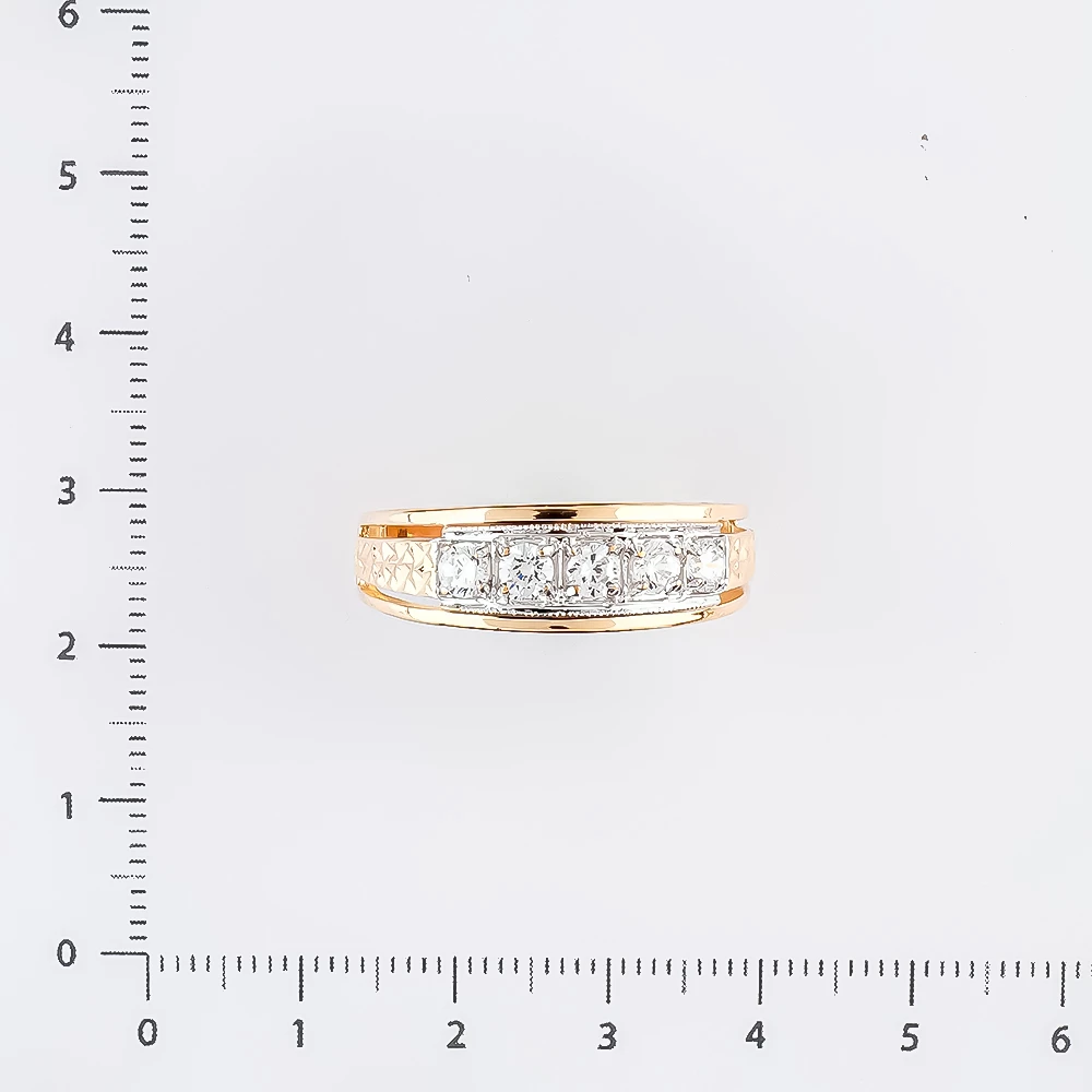 Кольцо с фианитом из красного золота 585 пробы