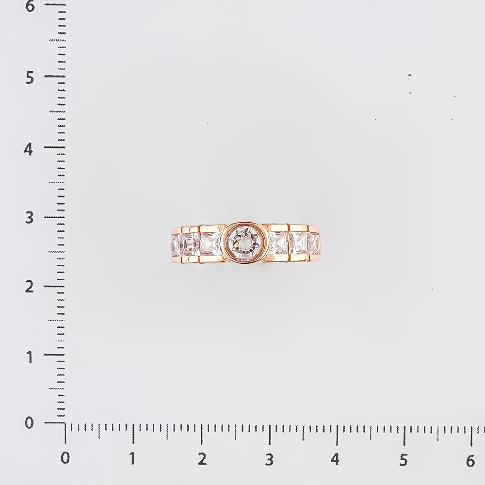 Кольцо с фианитом из красного золота 585 пробы