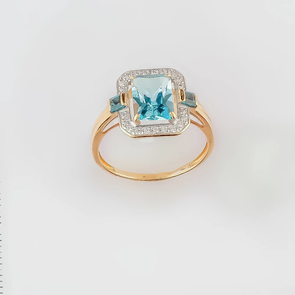 Кольцо с топазом из красного золота 585 пробы Кольцо с топазом из красного золота 585 пробы