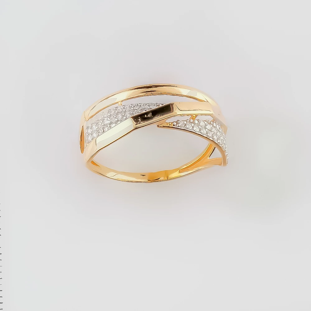 Кольцо с фианитом из красного золота 585 пробы