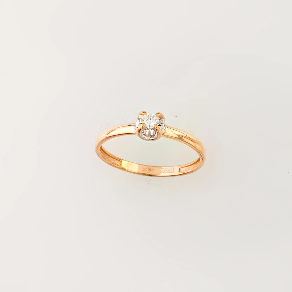 Кольцо с бриллиантом из красного золота 585 пробы