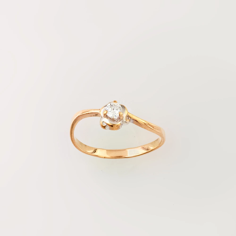 Кольцо с бриллиантом из красного золота 585 пробы