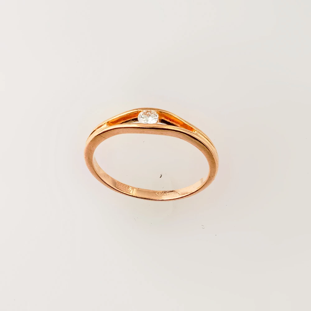Кольцо с бриллиантом из красного золота 585 пробы