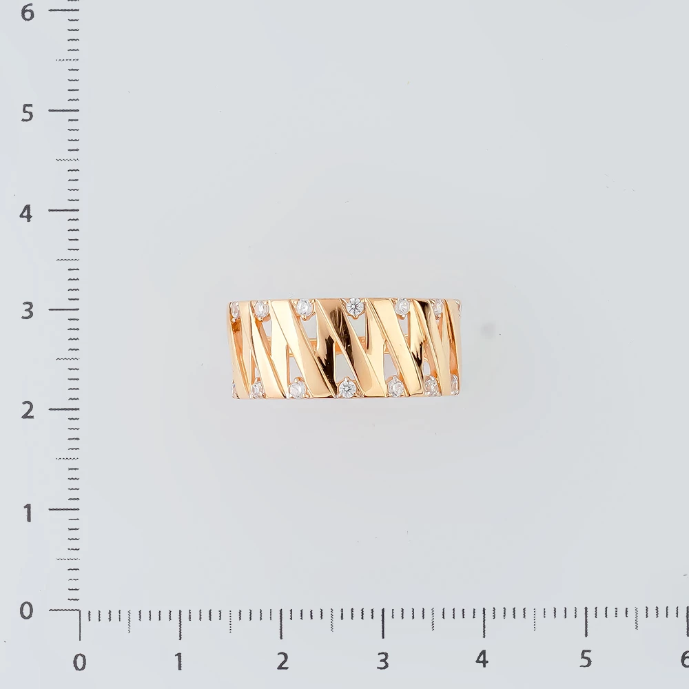 Кольцо с фианитом из красного золота 585 пробы