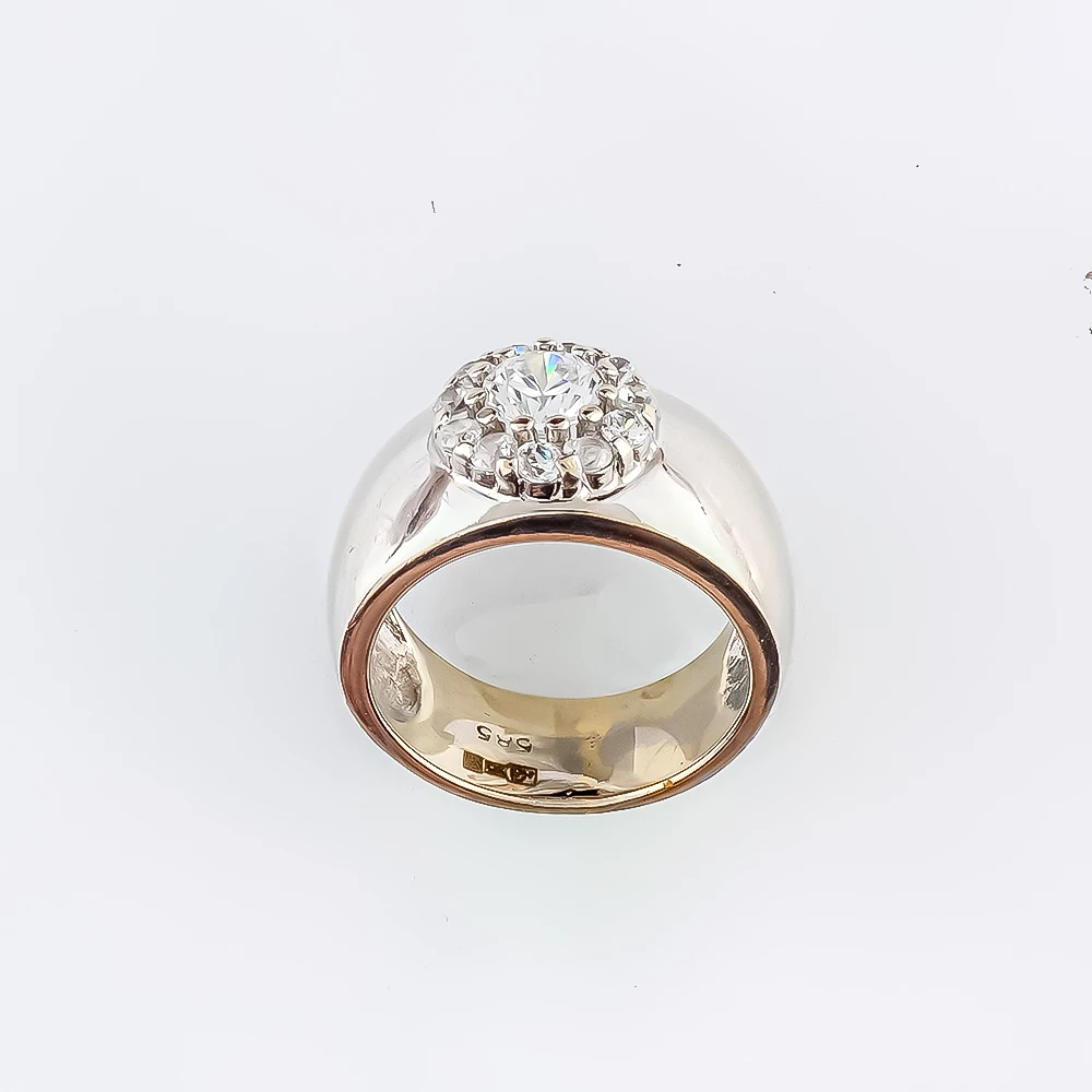 Кольцо с фианитом из белого золота 585 пробы