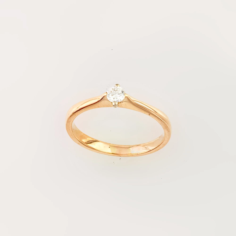 Кольцо с бриллиантом из красного золота 585 пробы