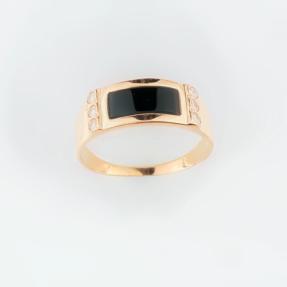 Кольцо с ониксом из красного золота 585 пробы