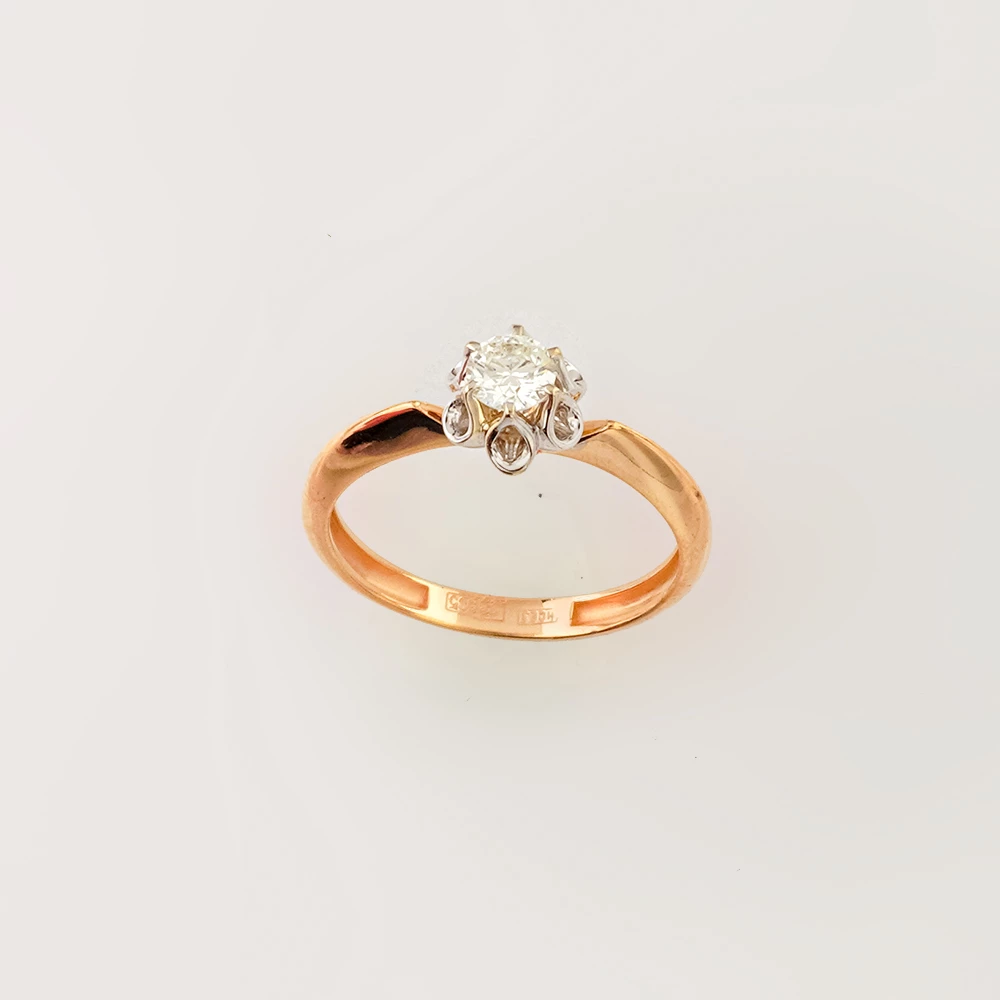 Кольцо с бриллиантом из красного золота 585 пробы