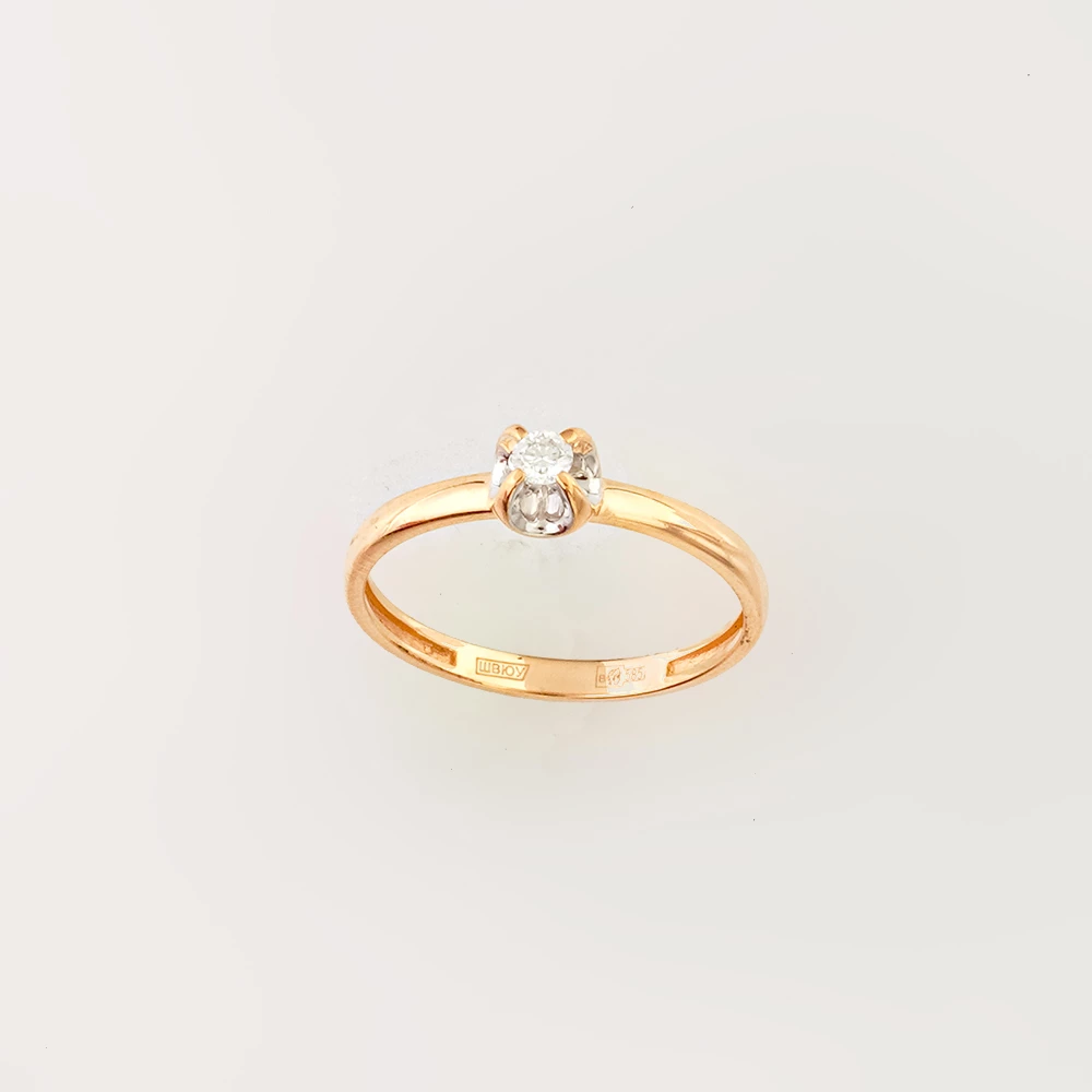 Кольцо с бриллиантом из красного золота 585 пробы