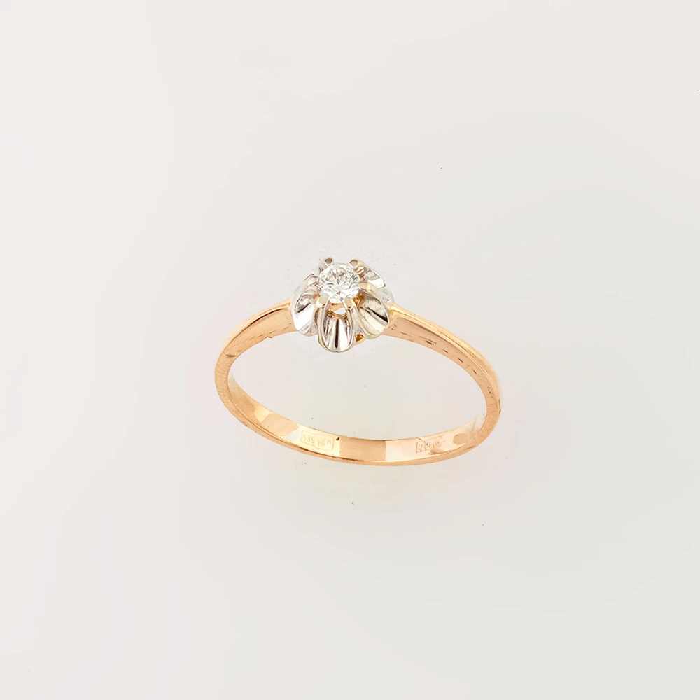 Кольцо с бриллиантом из красного золота 585 пробы