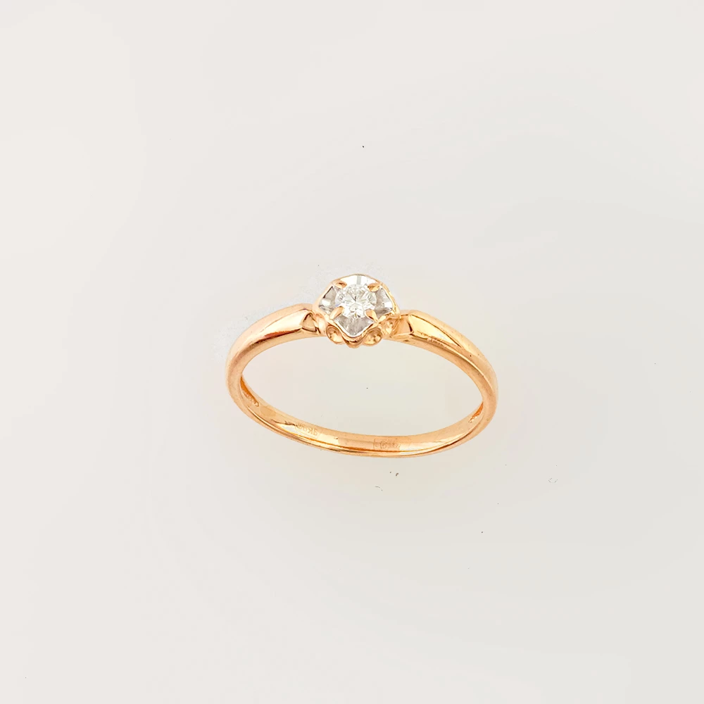 Кольцо с бриллиантом из красного золота 585 пробы