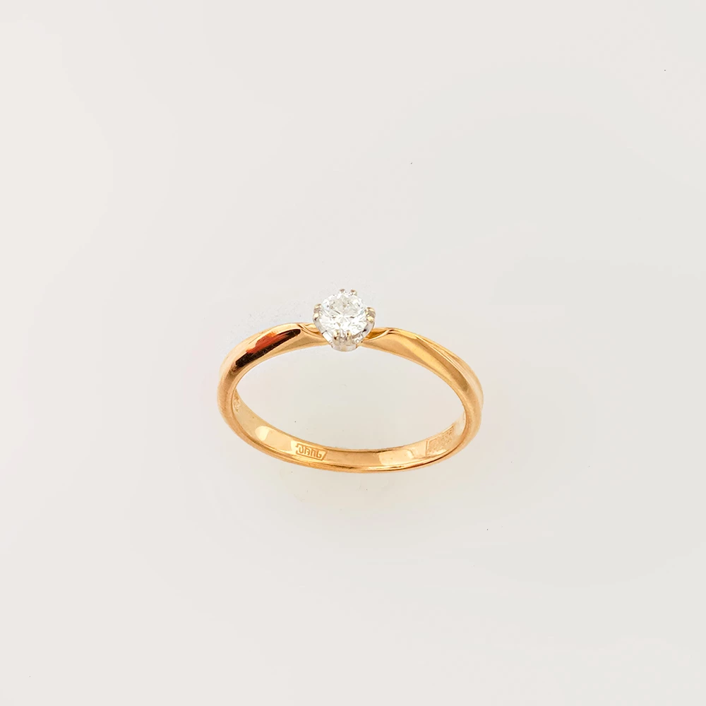 Кольцо с бриллиантом из красного золота 585 пробы