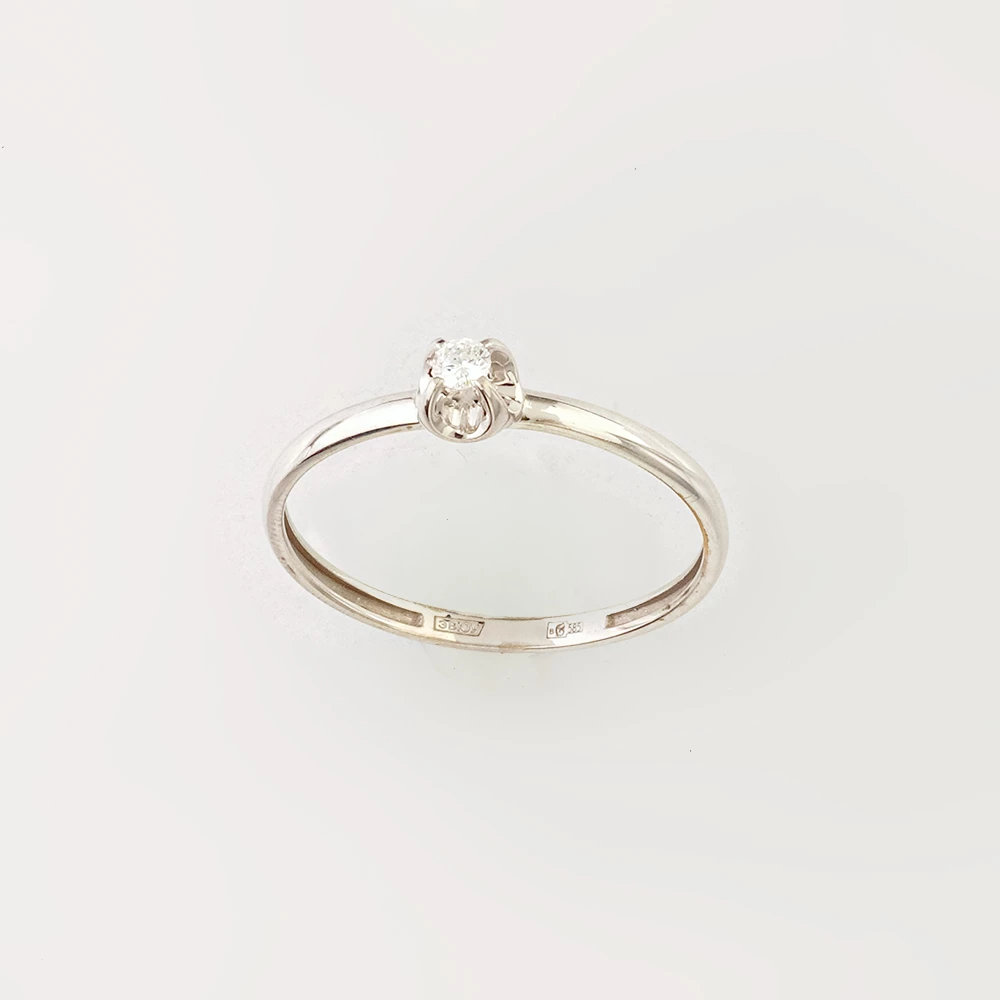 Кольцо с бриллиантом из белого золота 585 пробы