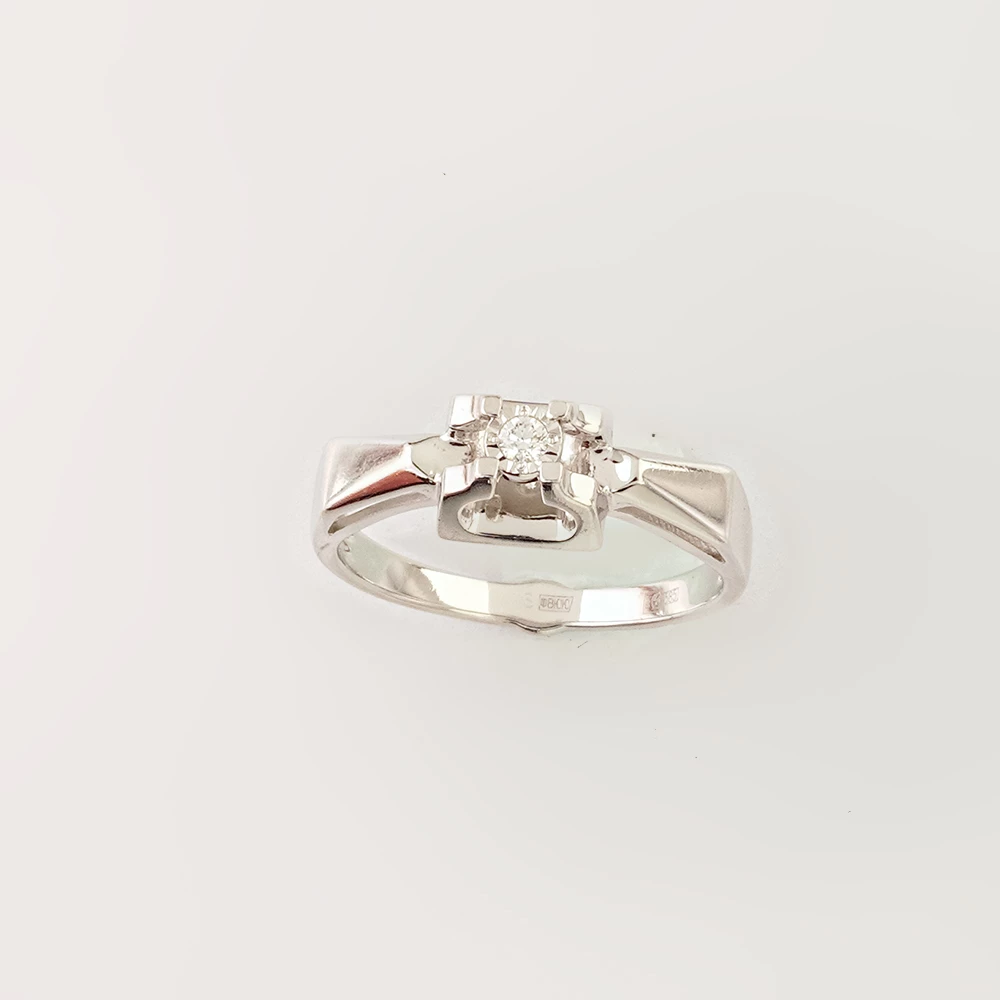 Кольцо с бриллиантом из белого золота 585 пробы