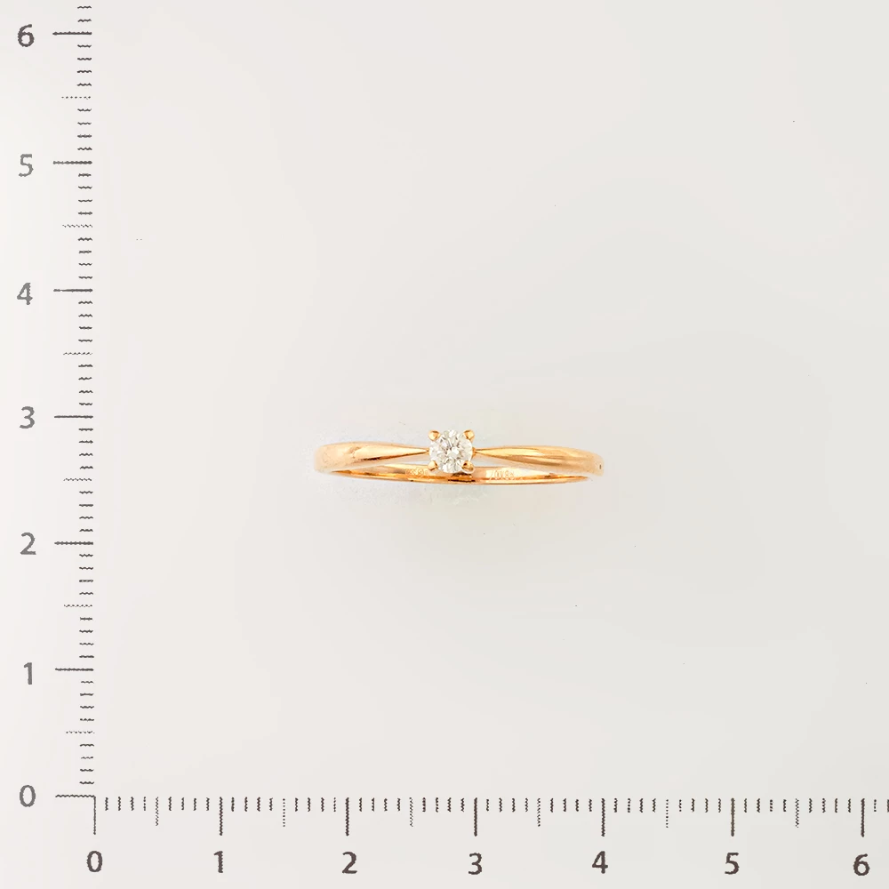 Кольцо с бриллиантом из красного золота 585 пробы