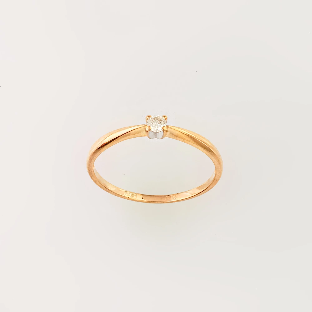 Кольцо с бриллиантом из красного золота 585 пробы