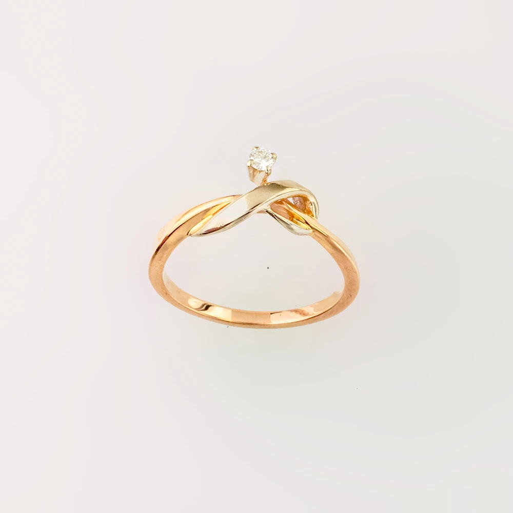 Кольцо с бриллиантом из красного золота 585 пробы