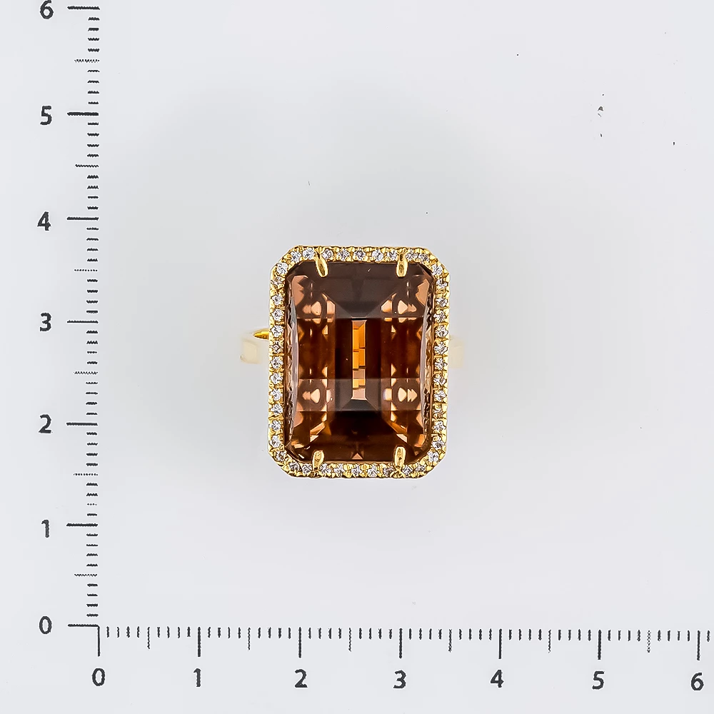 Кольцо с раух-топазом из желтого золота 750 пробы