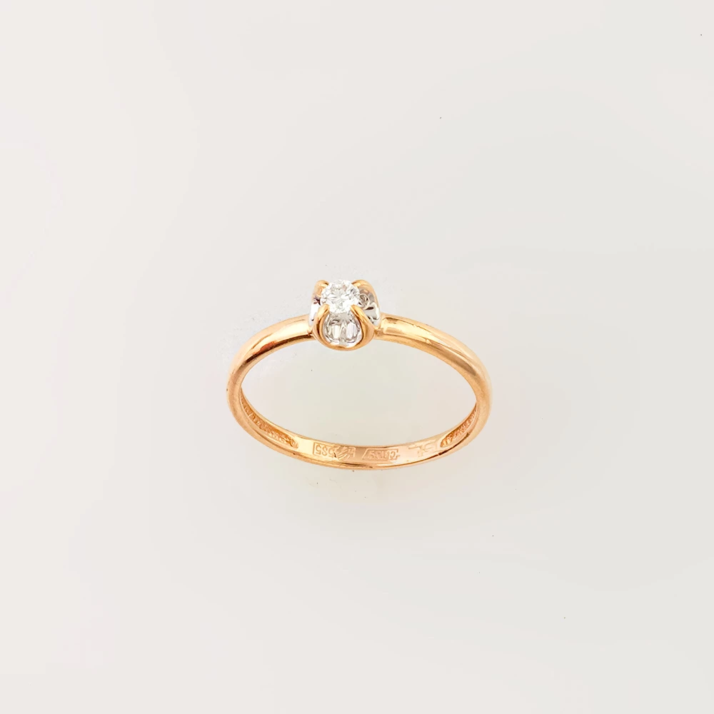 Кольцо с бриллиантом из красного золота 585 пробы